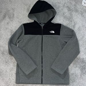 Gray Black Fleece Hooded Hoodie North Face Zipper Coat Jacket L 14/16 Kids Youth